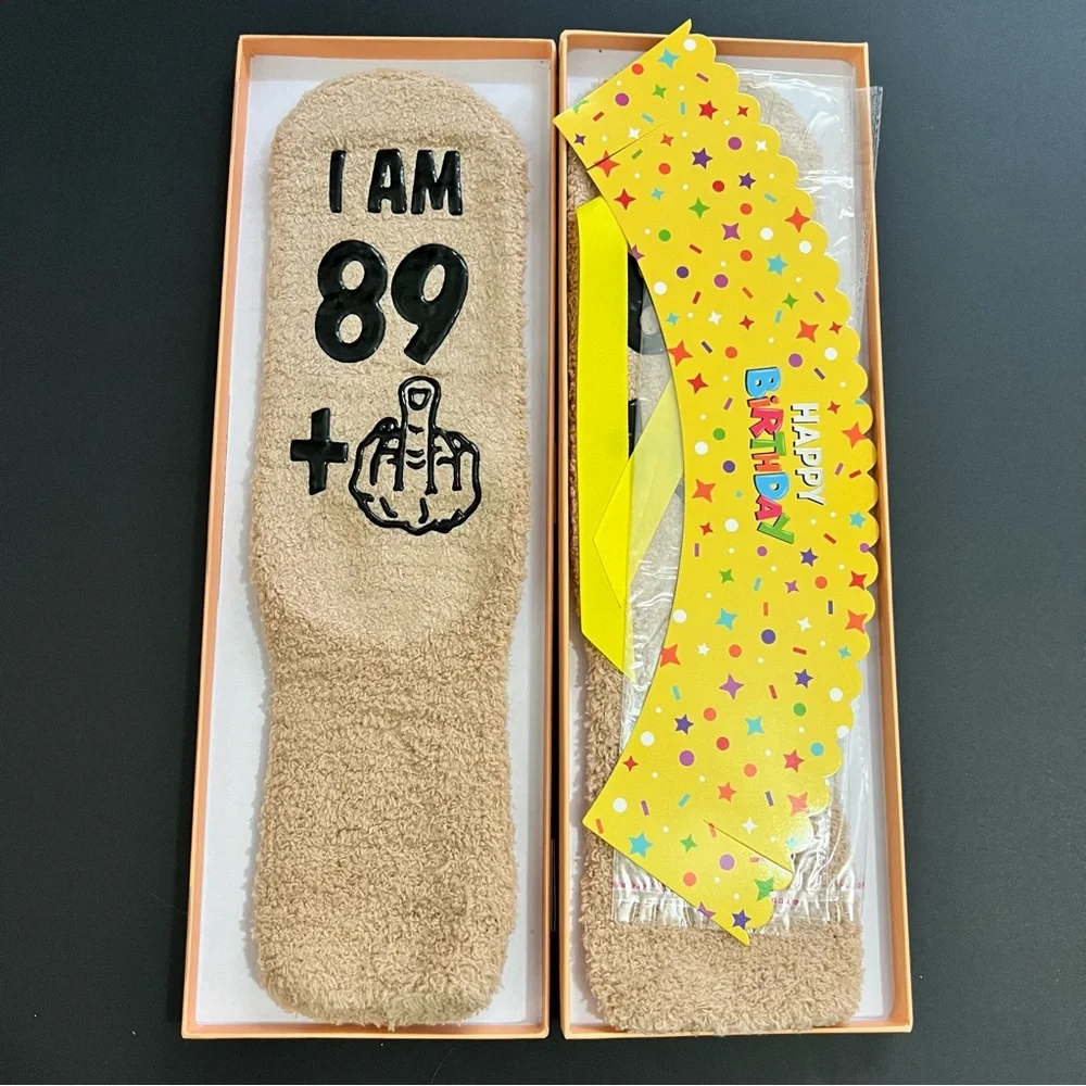 90th Birthday Happypop Novelty Tan Birthday Socks - 